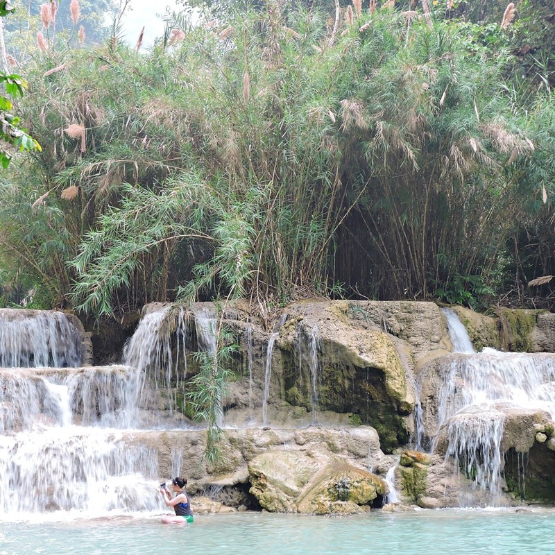 Hop i vandet og tag det perfekte billede, Kuang Si vandfaldet, Laos