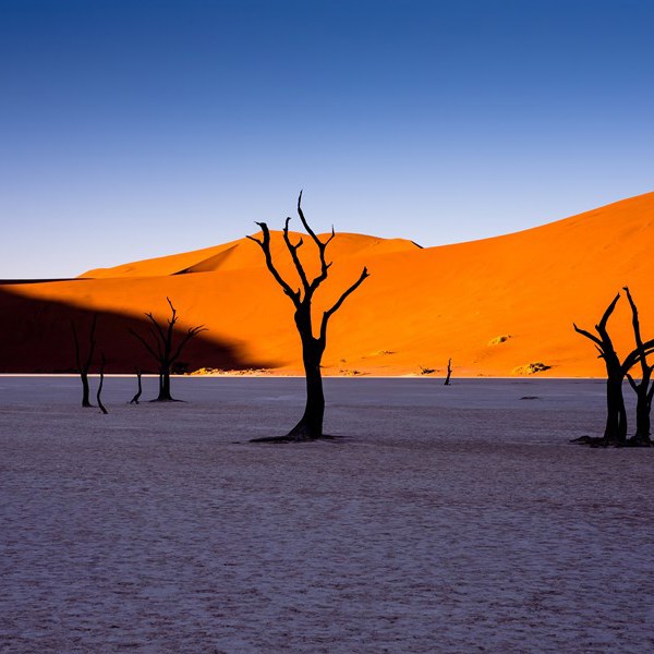 Solnedgang i Sossusvleis ørken