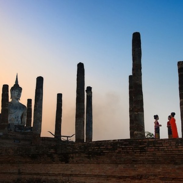 Sukhothai er smuk i solnedgangen, Thailand