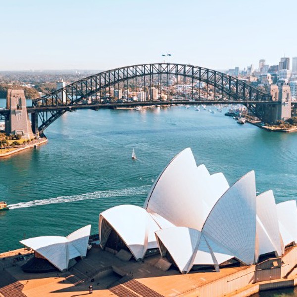 Operahuset og Harbour Bridge, Australien