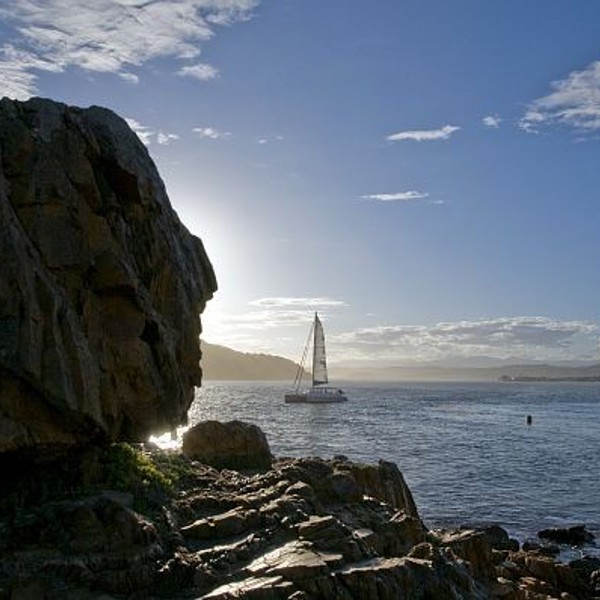 Båd på vandet, Knysna, Garden Route, Western Cape Province, Sydafrika.