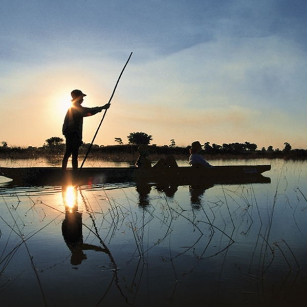 Smuk aften i Okavango-deltaet