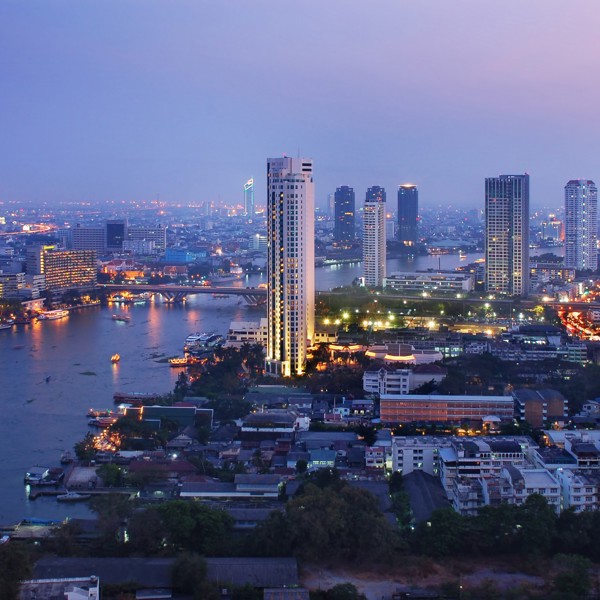 Udsigt over floden, Bangkok, Thailand