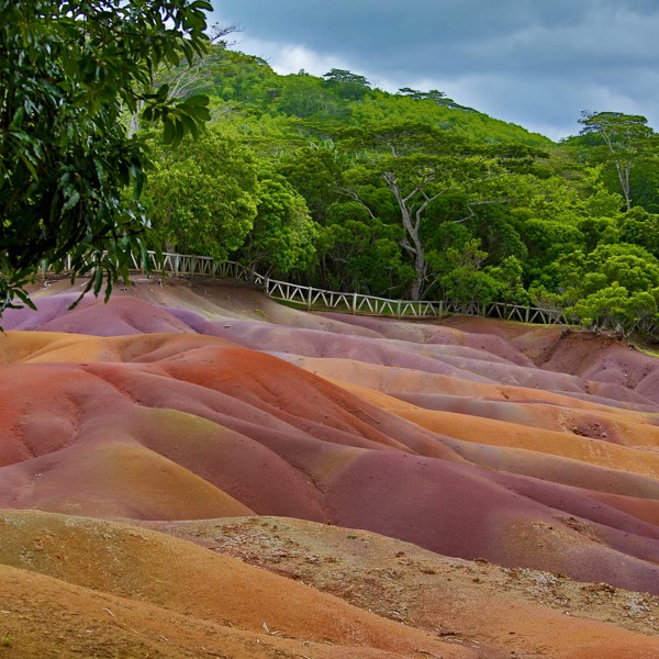 Det farvede sandt ved Chamarel, Mauritius