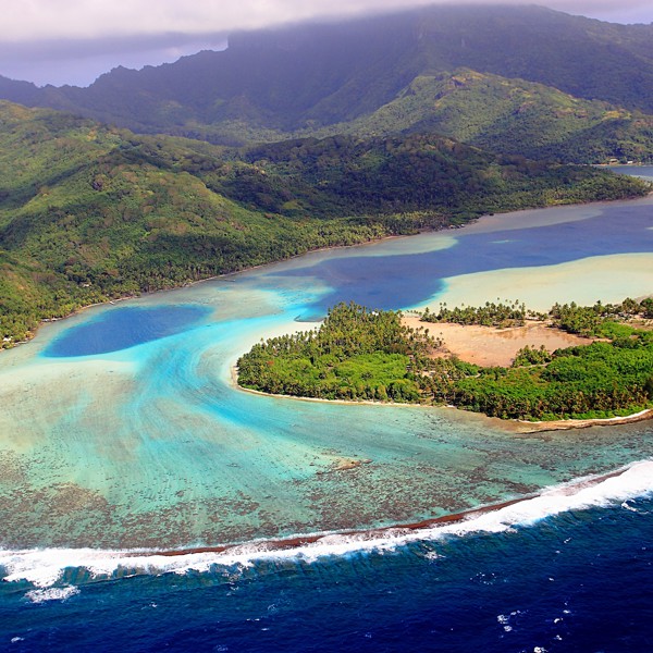 Flot udsigt over Huahine, Fransk Polynesien