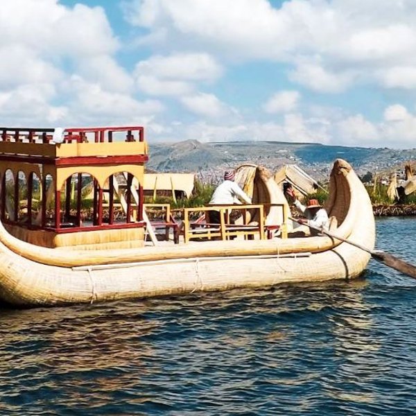 Båd i Titicaca i Peru