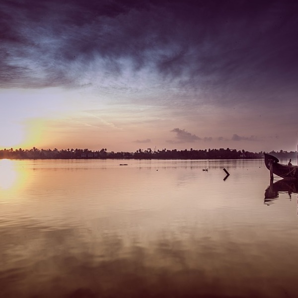 bådtur og solnedgang